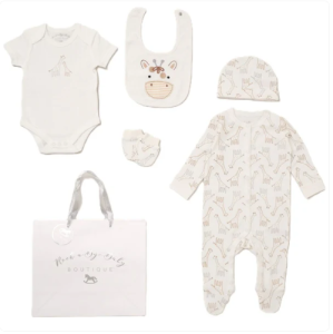 Rock A Bye Baby Organic 5 Piece "Giraffe" Gift Set with Free Gift Gag